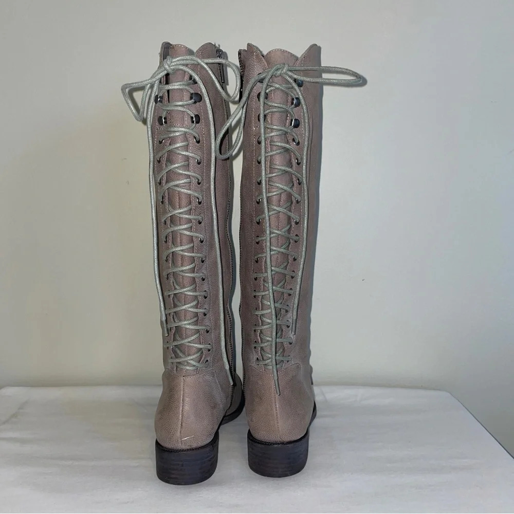 Joie slow ride tall lace-up knee high riding boots - Picture 5 of 9